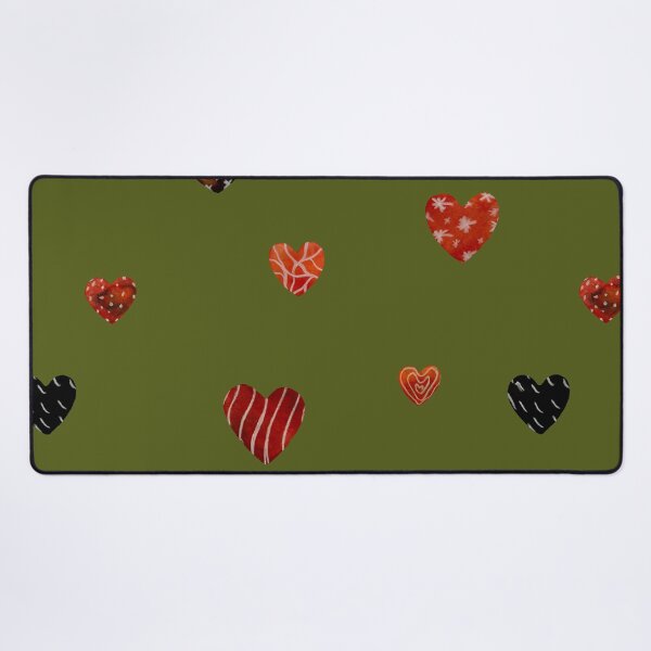 Item preview, Red textured heart pattern a watercolor sketch green designed and sold by Yana Mustafina | Boho Soulful Designs.