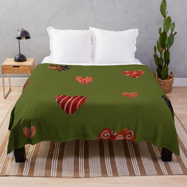 Item preview, Red textured heart pattern a watercolor sketch green designed and sold by Yana Mustafina | Boho Soulful Designs.