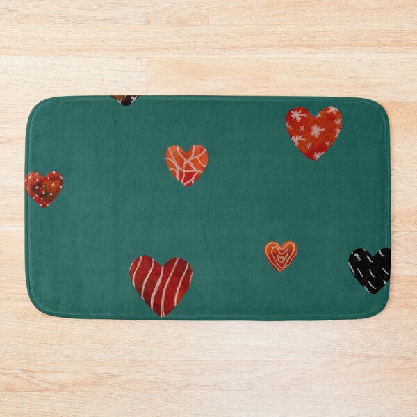 Item preview, Red textured heart pattern a watercolor sketch turquoise designed and sold by Yana Mustafina | Boho Soulful Designs.