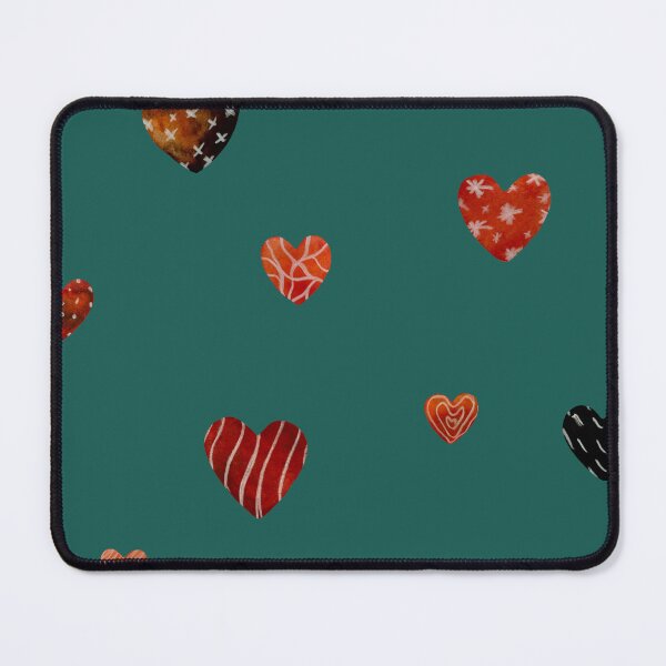 Item preview, Red textured heart pattern a watercolor sketch turquoise designed and sold by Yana Mustafina | Boho Soulful Designs.