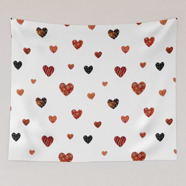 Item preview, Red textured heart cute pattern a watercolor  designed and sold by Yana Mustafina | Boho Soulful Designs.