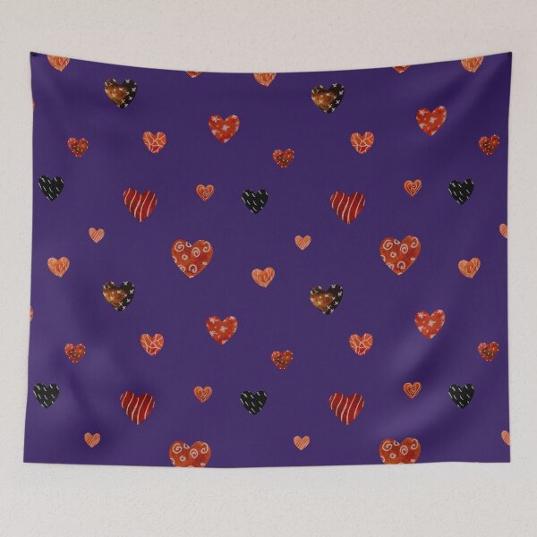 Item preview, Red textured heart cute pattern a watercolor violet designed and sold by Yana Mustafina | Boho Soulful Designs.
