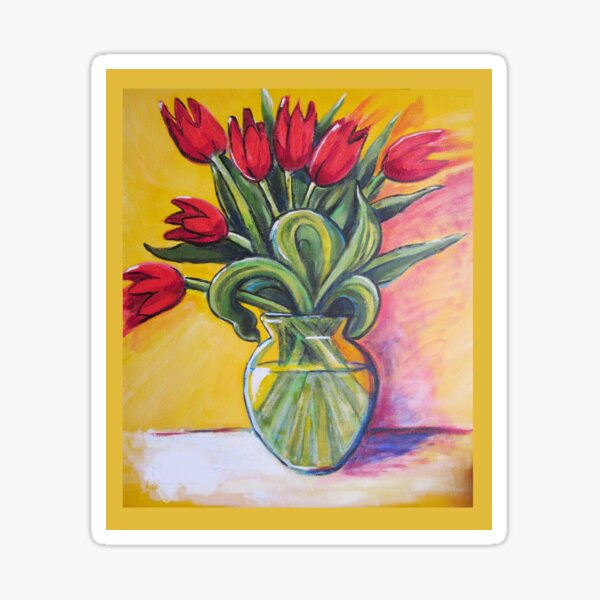 MOM'S RED TULIPS Sticker