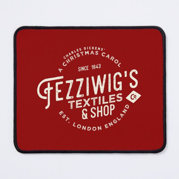 Item preview, Fezziwig's Textiles and Shop, Red Vintage Badge, A Christmas Carol designed and sold by SleeplessLady.