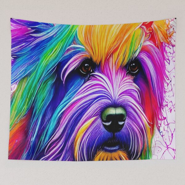 Item preview, RETRO DOG ART - RAINBOW POODLE ART designed and sold by ArtzandDesignz.