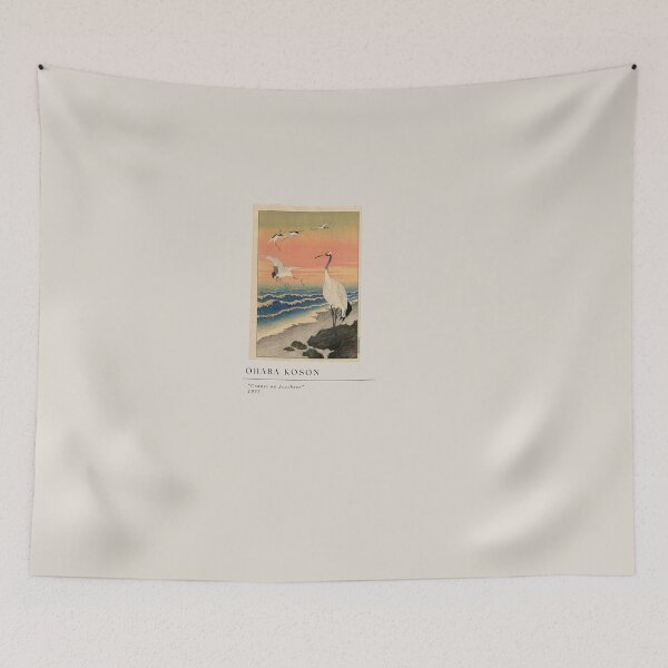 Item preview, Ohara Koson "Cranes on Seashore" Vintage Art Print designed and sold by joneajackis.