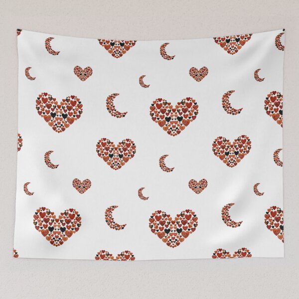 Item preview, Heart crescent half moon cute pattern watercolor  designed and sold by Yana Mustafina | Boho Soulful Designs.