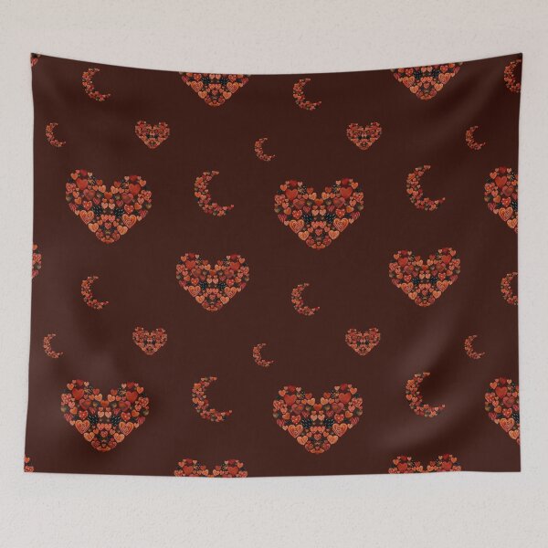 Item preview, Heart crescent half moon cute pattern watercolor red designed and sold by Yana Mustafina | Boho Soulful Designs.