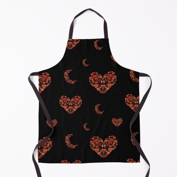 Aperçu de l'œuvre Heart crescent half moon cute pattern watercolor black créée et vendue par Yana Mustafina | Boho Soulful Designs.