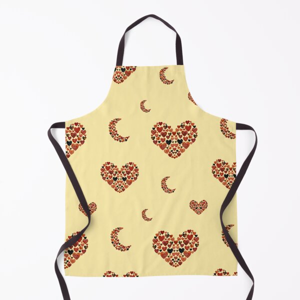 Item preview, Heart crescent half moon cute pattern watercolor yellow designed and sold by Yana Mustafina | Boho Soulful Designs.
