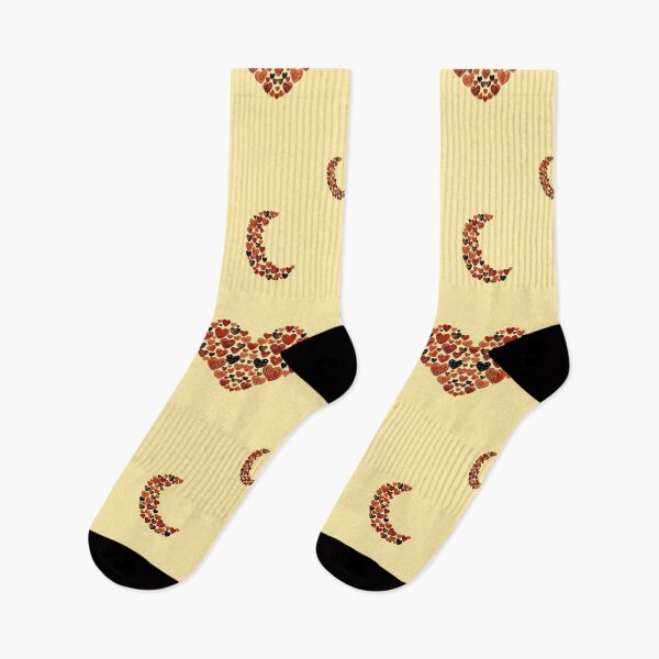 Item preview, Heart crescent half moon cute pattern watercolor yellow designed and sold by Yana Mustafina | Boho Soulful Designs.