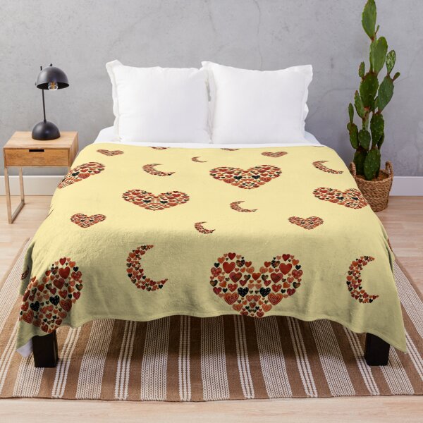 Item preview, Heart crescent half moon cute pattern watercolor yellow designed and sold by Yana Mustafina | Boho Soulful Designs.