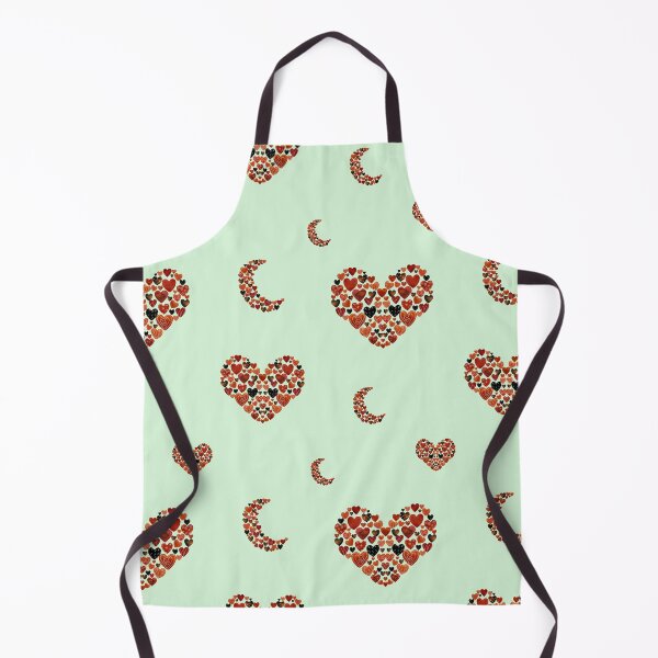 Item preview, Heart crescent half moon cute pattern watercolor green designed and sold by Yana Mustafina | Boho Soulful Designs.