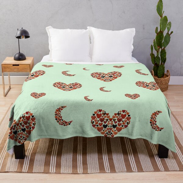 Item preview, Heart crescent half moon cute pattern watercolor green designed and sold by Yana Mustafina | Boho Soulful Designs.