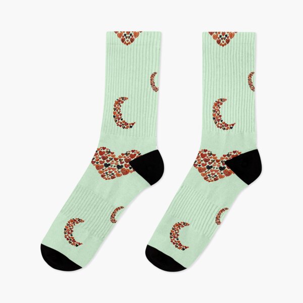 Item preview, Heart crescent half moon cute pattern watercolor green designed and sold by Yana Mustafina | Boho Soulful Designs.