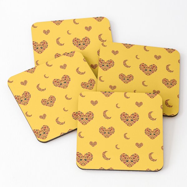 Item preview, Heart crescent half moon cute pattern watercolor orange designed and sold by Yana Mustafina | Boho Soulful Designs.