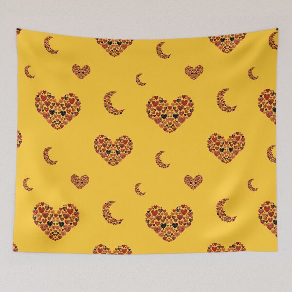 Artikelvorschau, Heart crescent half moon cute pattern watercolor orange entworfen und verkauft von Yana Mustafina | Boho Soulful Designs.