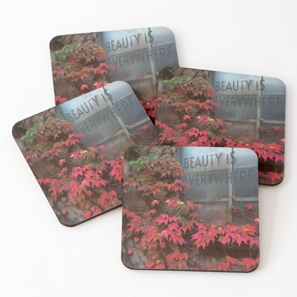 Item preview, Red ivy on window "Beauty Is Everywhere" quote designed and sold by withasmiledsgn.