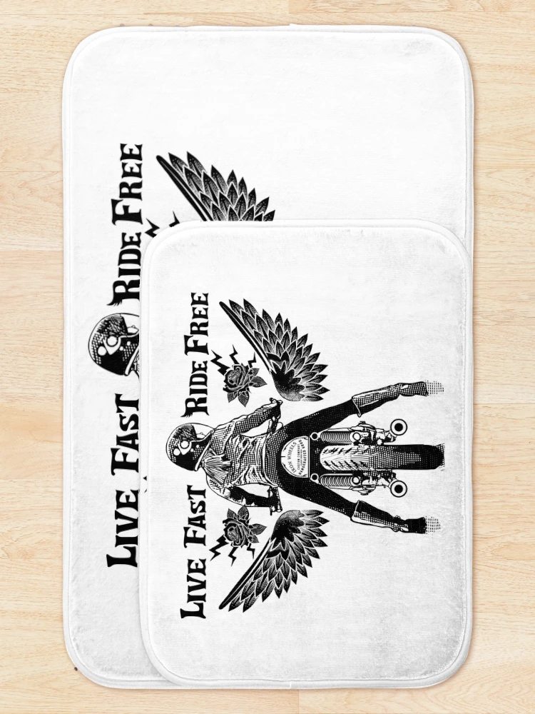 Thumbnail 5 of 6, Bath Mat, Life Fast Ride Free designed and sold by Racing-Style.