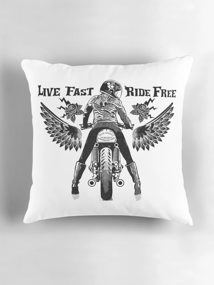 Thumbnail 3 of 4, Pillow, Life Fast Ride Free designed and sold by Racing-Style.