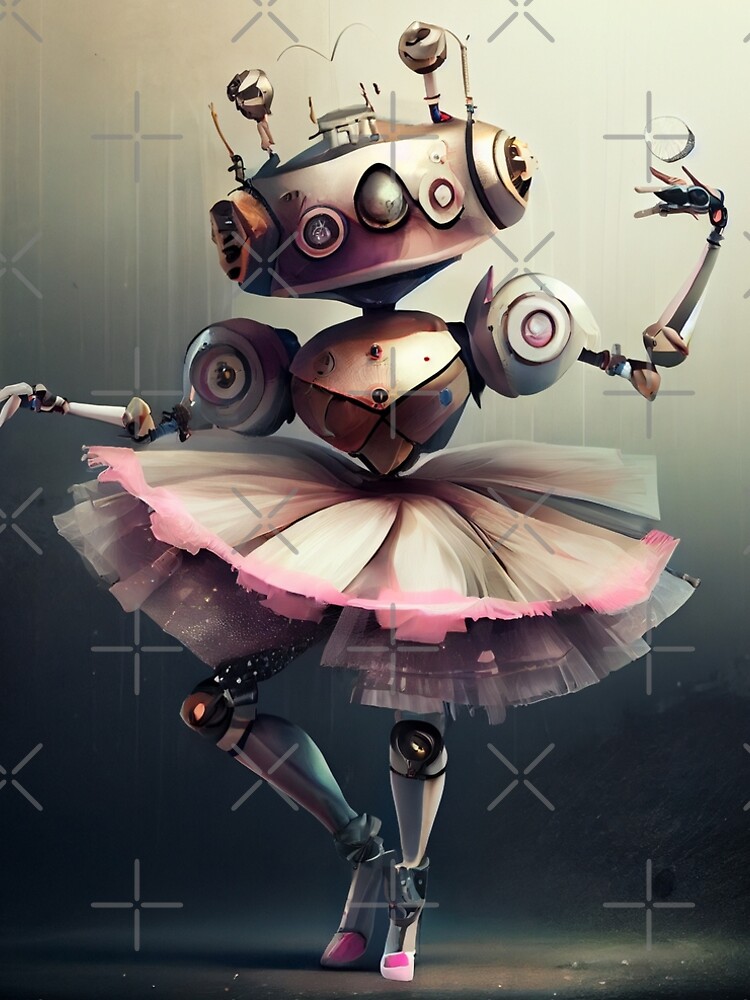 Aperçu 5 sur 5. Robe trapèze avec l'œuvre Beautiful Pink Robot Ballerina Girl Digital Painting créée et vendue par CodeAndColors.