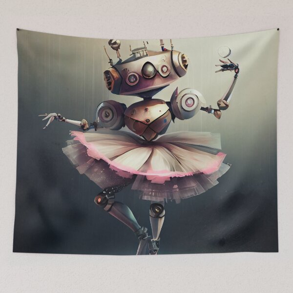 Item preview, Beautiful Pink Robot Ballerina Girl Digital Painting designed and sold by CodeAndColors.