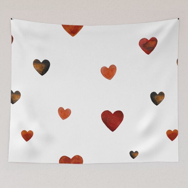 Item preview, Red heart pattern cute a watercolor sketch designed and sold by Yana Mustafina | Boho Soulful Designs.