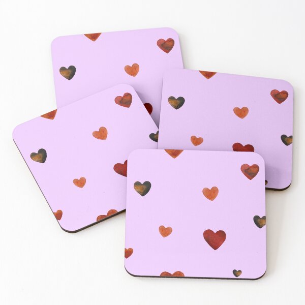 Item preview, Red heart pattern cute a watercolor sketch purple designed and sold by Yana Mustafina | Boho Soulful Designs.