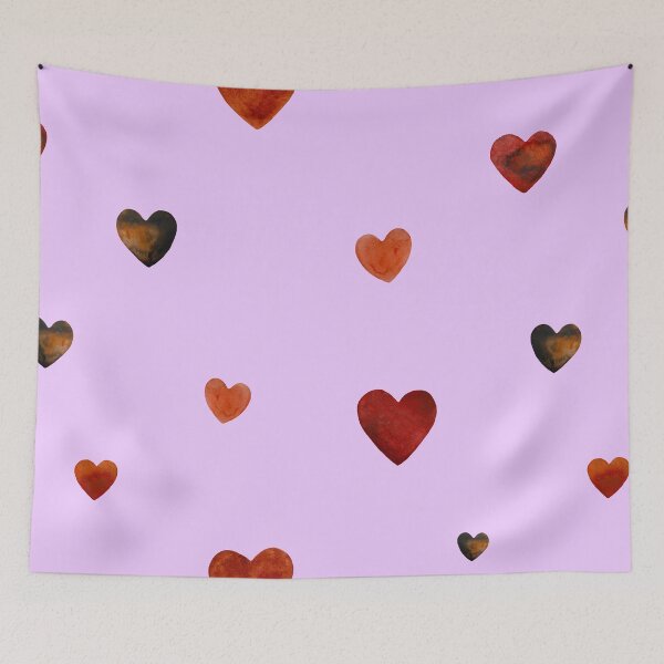 Artikelvorschau, Red heart pattern cute a watercolor sketch purple entworfen und verkauft von Yana Mustafina | Boho Soulful Designs.