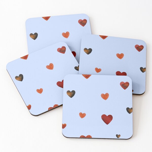 Item preview, Red heart pattern cute a watercolor sketch blue designed and sold by Yana Mustafina | Boho Soulful Designs.