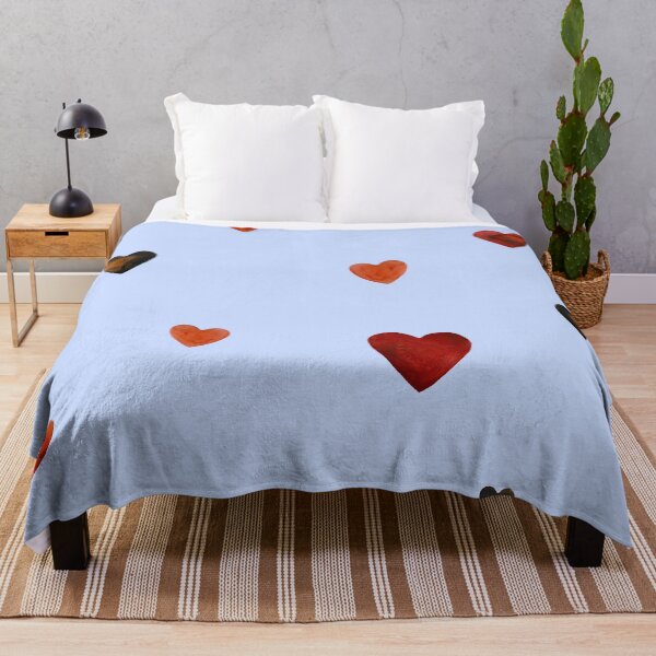 Item preview, Red heart pattern cute a watercolor sketch blue designed and sold by Yana Mustafina | Boho Soulful Designs.