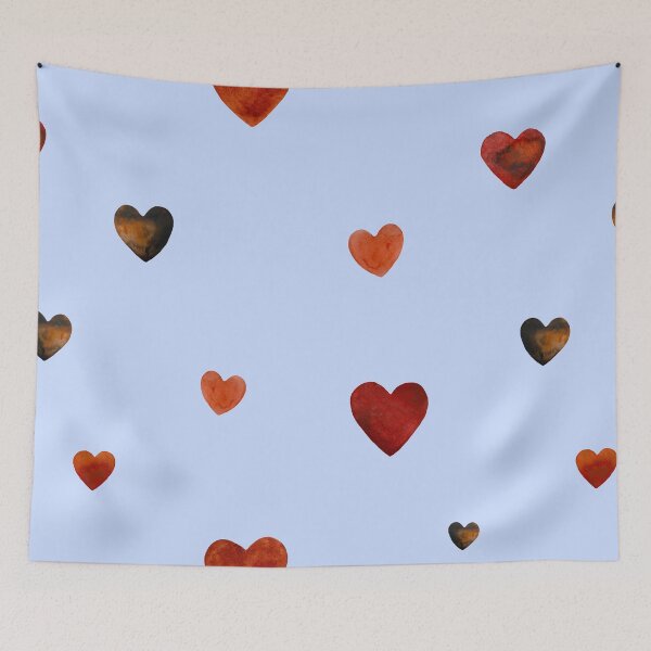Artikelvorschau, Red heart pattern cute a watercolor sketch blue entworfen und verkauft von Yana Mustafina | Boho Soulful Designs.