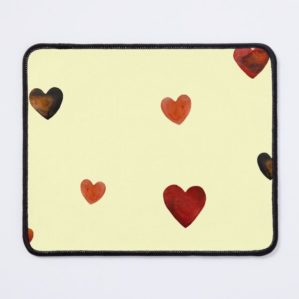 Item preview, Red heart pattern cute a watercolor sketch yellow designed and sold by Yana Mustafina | Boho Soulful Designs.