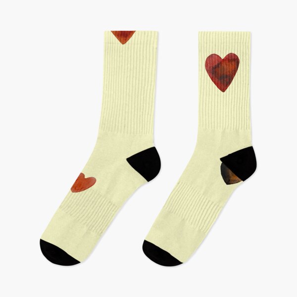 Item preview, Red heart pattern cute a watercolor sketch yellow designed and sold by Yana Mustafina | Boho Soulful Designs.