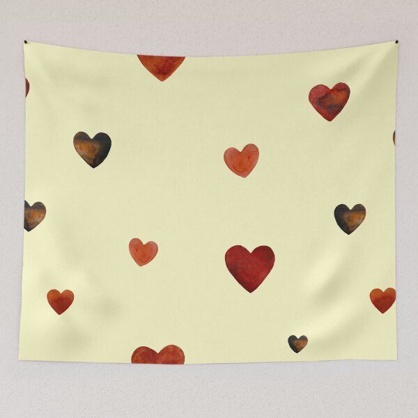 Artikelvorschau, Red heart pattern cute a watercolor sketch yellow entworfen und verkauft von Yana Mustafina | Boho Soulful Designs.