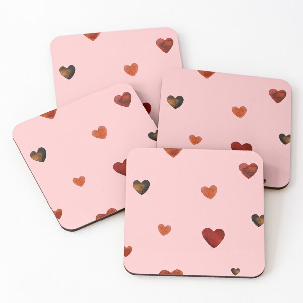 Item preview, Red heart pattern cute a watercolor sketch pink designed and sold by Yana Mustafina | Boho Soulful Designs.
