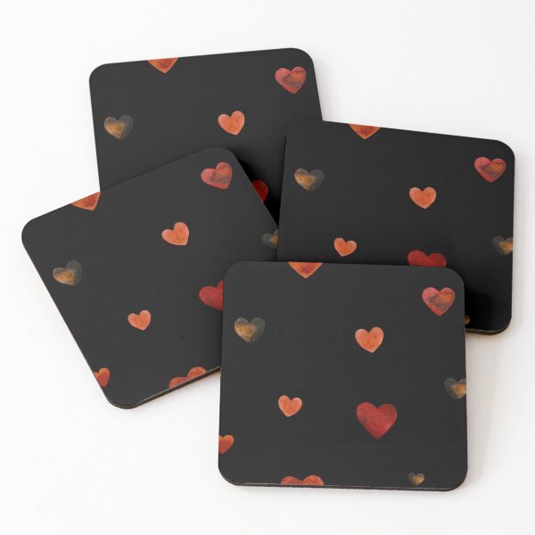 Item preview, Red heart pattern cute a watercolor sketch black designed and sold by Yana Mustafina | Boho Soulful Designs.