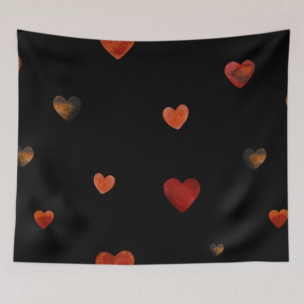 Artikelvorschau, Red heart pattern cute a watercolor sketch black entworfen und verkauft von Yana Mustafina | Boho Soulful Designs.
