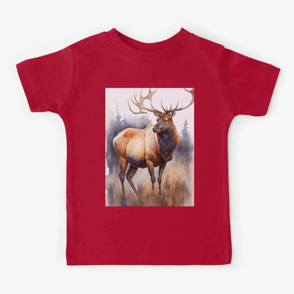 American elk - Watercolor paint Kids T-Shirt for Sale by ABArtByAlexST