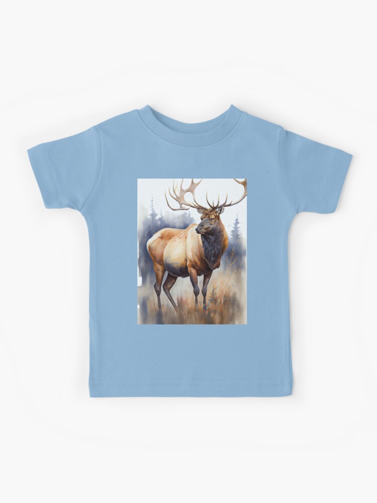 American elk - Watercolor paint Kids T-Shirt for Sale by ABArtByAlexST