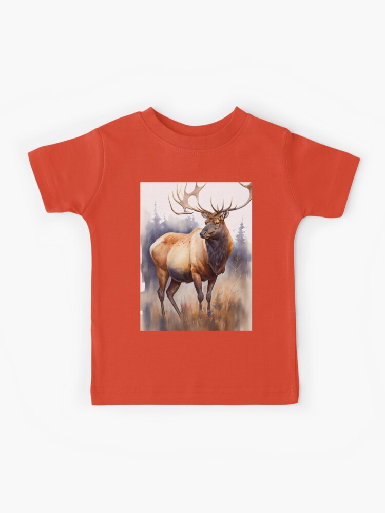 American elk - Watercolor paint Kids T-Shirt for Sale by