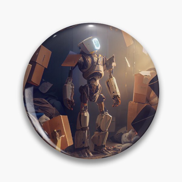 Item preview, Robot in a Dark Cluttered Room Watching the Sunrise Digital Painting designed and sold by CodeAndColors.