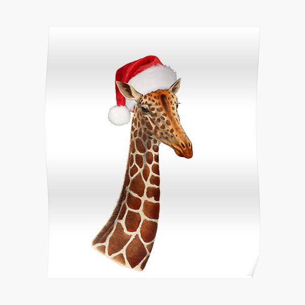 Giraffe Santa Hat Posters Redbubble - giraffe head wearing a santa hat roblox