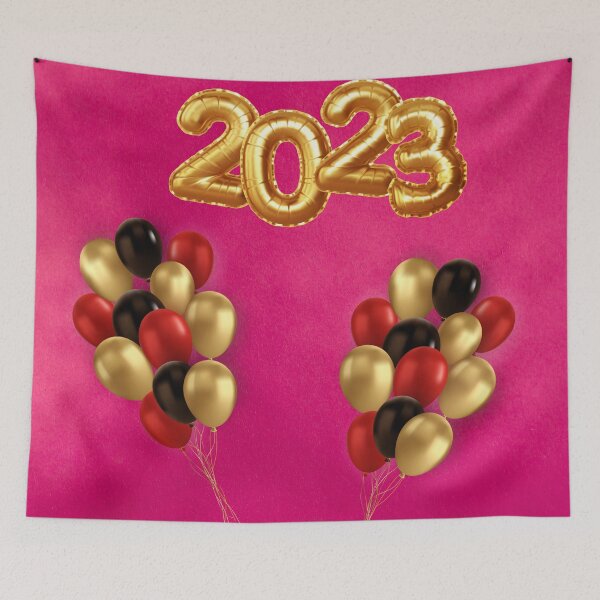 Item preview, 2023 New Year Golden Balloons on Magenta Background with Holiday Balloons designed and sold by branaghbel.