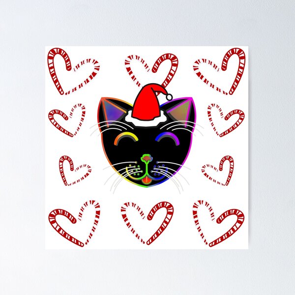 Item preview, Happy Cat Candy Cane Hearts (Rainbow Cat) designed and sold by IgorAndMore.