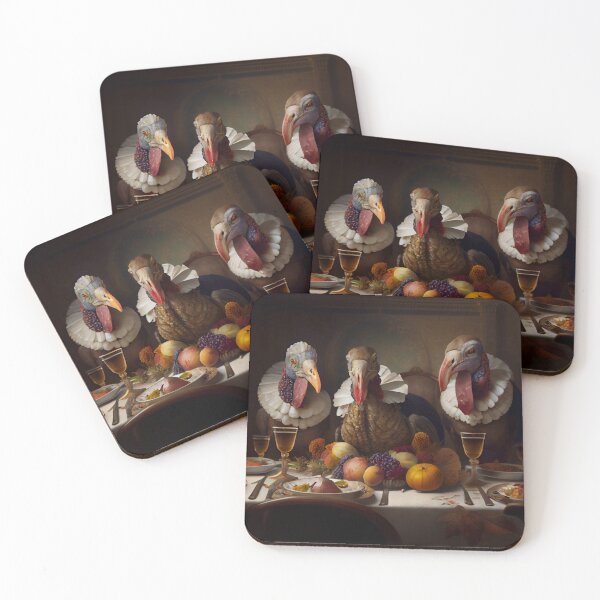 Item preview, Just Three Turkeys Enjoying a Thanksgiving Meal Digital Painting designed and sold by CodeAndColors.