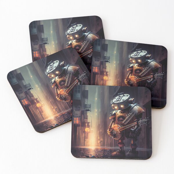 Item preview, Robot Playing the Banjo on the Street Digital Painting designed and sold by CodeAndColors.