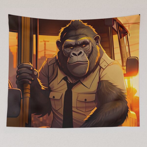 Item preview, Handsome Gorilla Bus Driver Just Doing His Job Digital Painting designed and sold by CodeAndColors.
