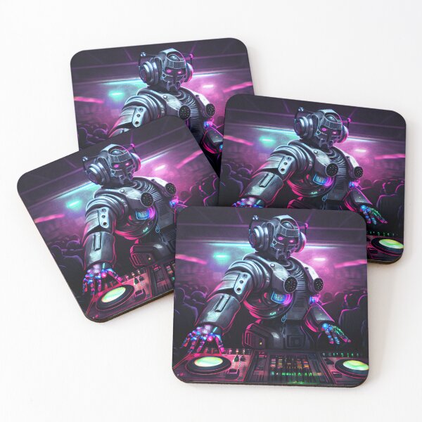 Item preview, Cool Colorful Robot DJ Nightclub Digital Painting designed and sold by CodeAndColors.