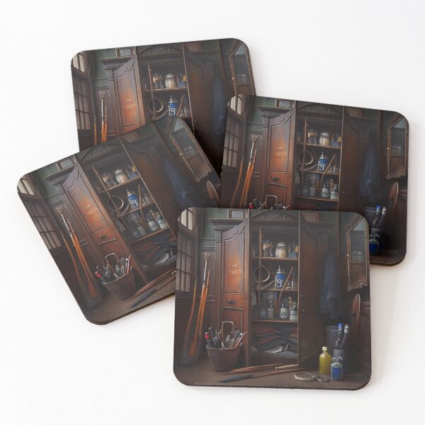Item preview, Oil Painting of a Victorian Chemist's Closet Digital Painting designed and sold by CodeAndColors.